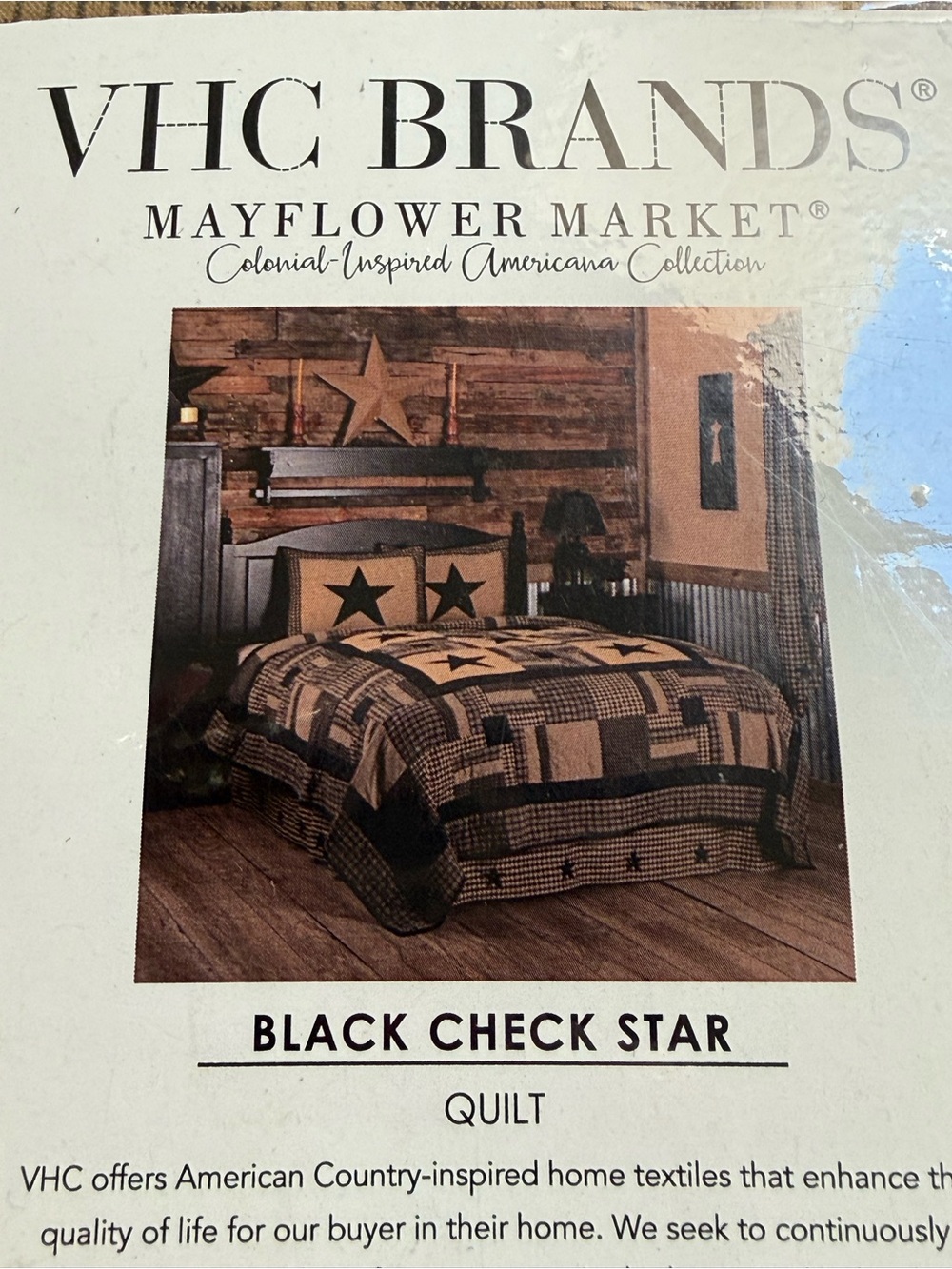 Mayflower Market Black Quilt - Black Check Star
